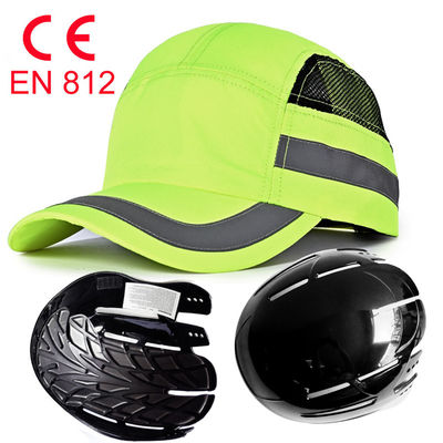 Adjustable CE EN812 Hi Vi Green Bump Cap 56cm 60cm Logo Bordir