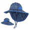 Anak-anak Searsucker Blue Beach Hawaii Fisherman Hat Custom Upf 50 Sun Protection Baby Summ