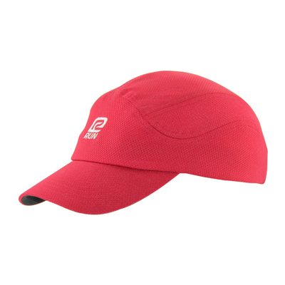 Merah Polyester Mesh Logo personal running cap bernapas bordir