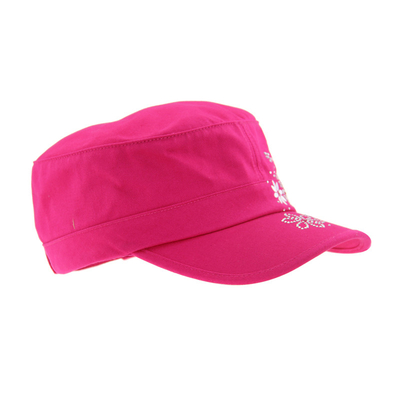 100% kapas merah topi militer dengan bordir khusus dan kristal di depan dan puncak atas