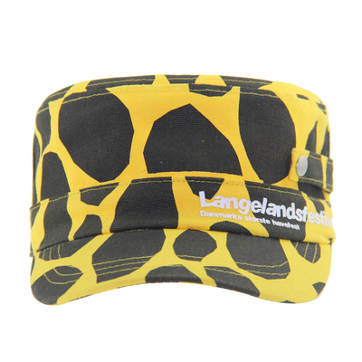 Unisex Kuning Dan Hitam Topi Militer Pas Baju Cadet Cap Custom Printed