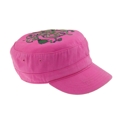Casual Pink Cotton Custom bordir topi militer dengan bermasalah dicuci