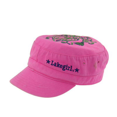 Casual Pink Cotton Custom bordir topi militer dengan bermasalah dicuci