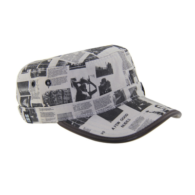 Customisable Military Canvas Hat Pre Curved PU Kulit Pengikat