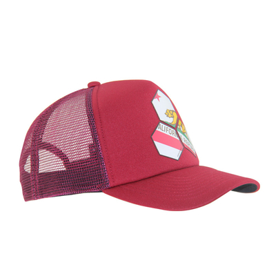 Custom Fashion Printing Topi Truker Merah, Topi Baseball Musim Panas Profil Tinggi