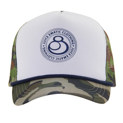 Pencetakan Kamuflase Pattern Brim And Mesh Cap Trucker Dengan Panel Depan Putih