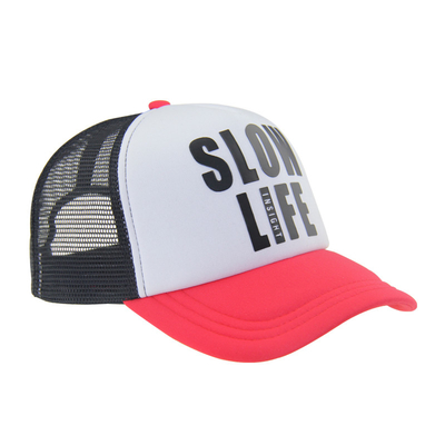 100% Polyester Dua Tone Trucker Hat Dengan Logo 3D Printing Di Depan