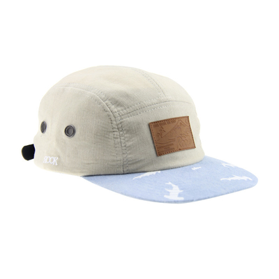 Custom Printing Corduroy Snapback Hat Dengan Flat Peak Dan Tali Kulit