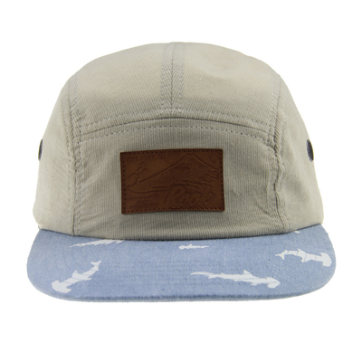 Custom Printing Corduroy Snapback Hat Dengan Flat Peak Dan Tali Kulit