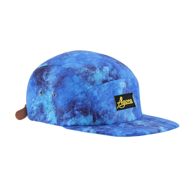 Disesuaikan 5 Panel Camp Caps Dengan Semua Over Sublimation Printing Dan Woven Patch Logo