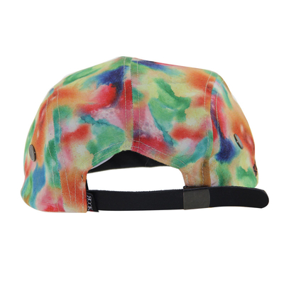 Tie Dye Printing Custom Floral 5 Panel Camp Caps Untuk Wanita Bergaya