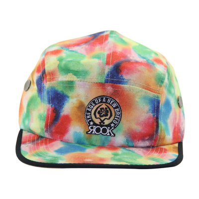 Tie Dye Printing Custom Floral 5 Panel Camp Caps Untuk Wanita Bergaya