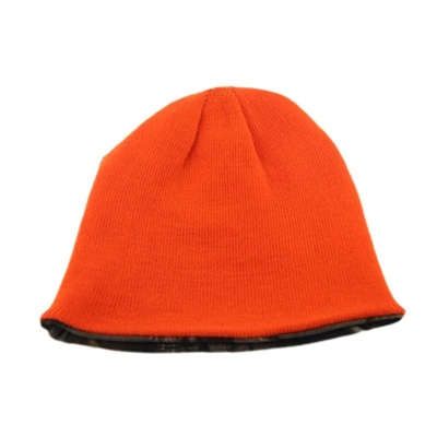 Unisex Kamuflase Reversibel Knitted Beanie Topi Custom Brodery Logo