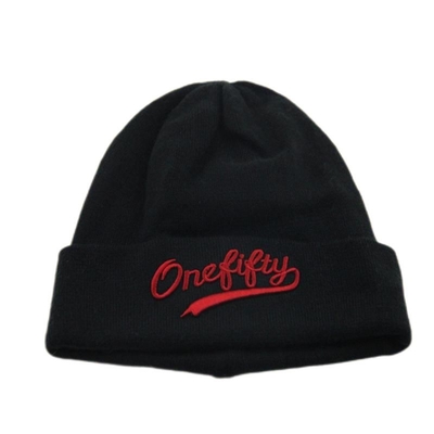 SGS/UL Sertifikasi Dewasa Fitting Beanie Hat Cuff Wanita Hitam Beanie Hat