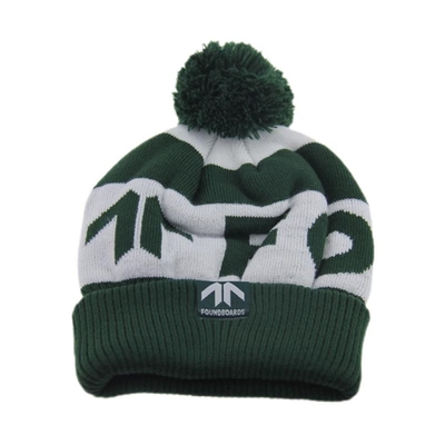 Logo kustom Cetak topi boneka rajutan dengan pola Pom Pom Jacquard