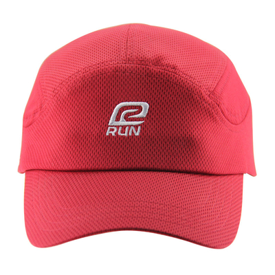 Merah Polyester Mesh Logo personal running cap bernapas bordir