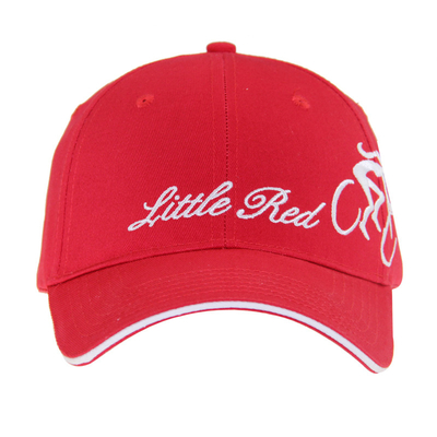 6 Panel Red Cotton Embroidery Baseball Cap, Unisex Low Profile Adjustable Casual Hat