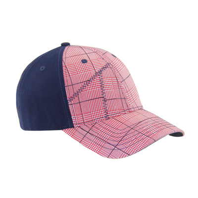 Fashion 6 Panel Check Cotton Embroidery Baseball Cap, Low Profile Adjustable Pria Dan Wanita Cap
