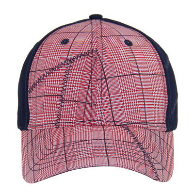 Fashion 6 Panel Check Cotton Embroidery Baseball Cap, Low Profile Adjustable Pria Dan Wanita Cap