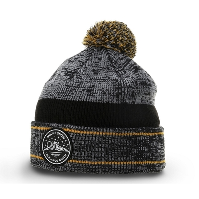 Musim Dingin Panas Pria Pom Pom Beanie Topi Heathered Beanie Dengan Logo Lambang Karet