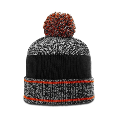Musim Dingin Panas Pria Pom Pom Beanie Topi Heathered Beanie Dengan Logo Lambang Karet
