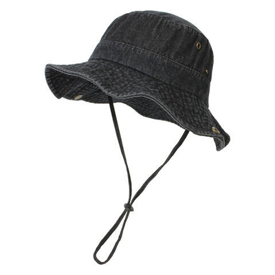 Unisex Denim Cuci Bawang Bucket Hat Lipat Pencari Penjaga Perlindungan UV