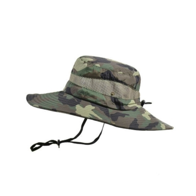 Topi Penangkap Ikan Luar Ruang Luang Kamuflase Bucket Hat Dengan String