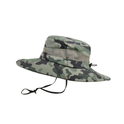 Topi Penangkap Ikan Luar Ruang Luang Kamuflase Bucket Hat Dengan String