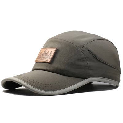 5 Panel Pria abu-abu cepat kering topi bisbol poliester berlari topi bisbol