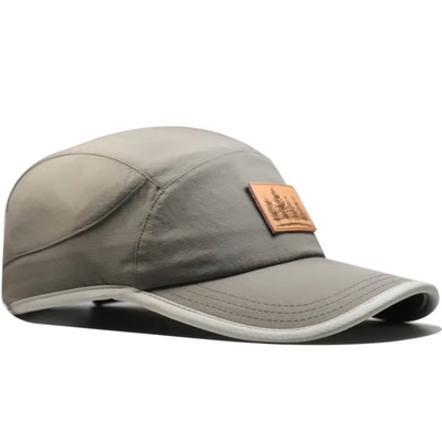 5 Panel Pria abu-abu cepat kering topi bisbol poliester berlari topi bisbol