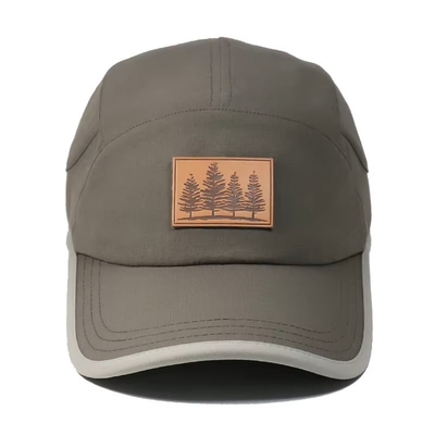 5 Panel Pria abu-abu cepat kering topi bisbol poliester berlari topi bisbol
