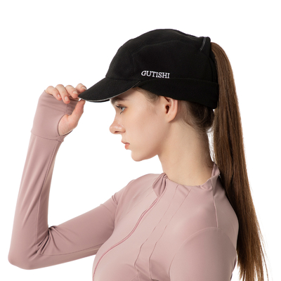 Fleece Ponytail Hat untuk Wanita Reflektif Musim Dingin Hat dengan Drop Down Ear Warmer