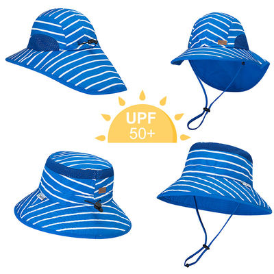 Tahan UV 50+ UPF Topi Matahari Uv Anak Pinggiran Lebar Dengan Penutup Leher 43cm 55cm