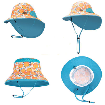Adjustable Neck Flap Childrens Bucket Hats Perlindungan UV 46cm OEM ODM