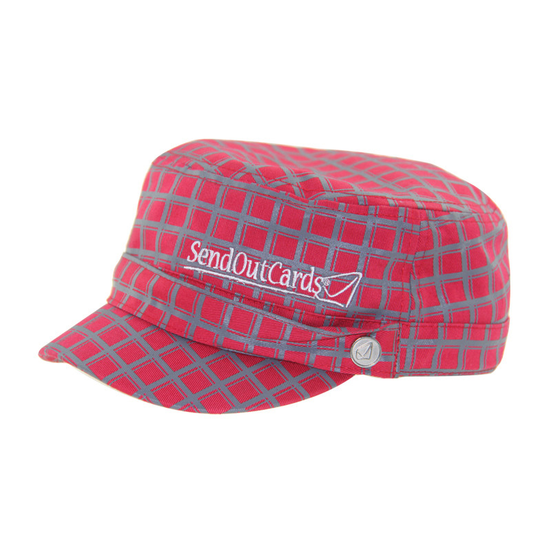 Custom Printing Embroidery Red Military Cadet Cap Curved Brim Tipe