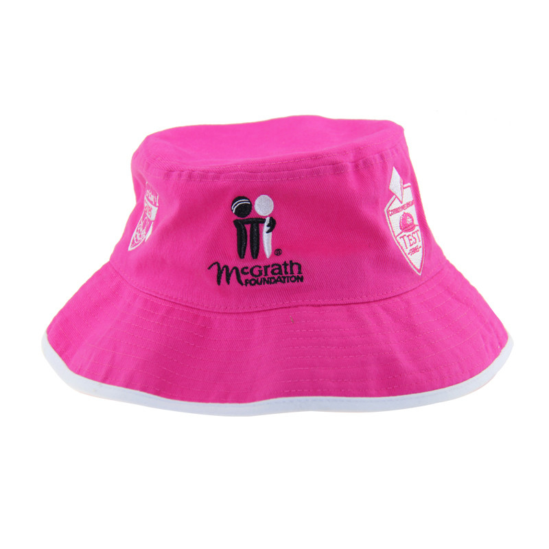 OSFM Ukuran Cotton Custom Brodered Bucket Hat Wanita Penangkapan Ikan Topi Pink