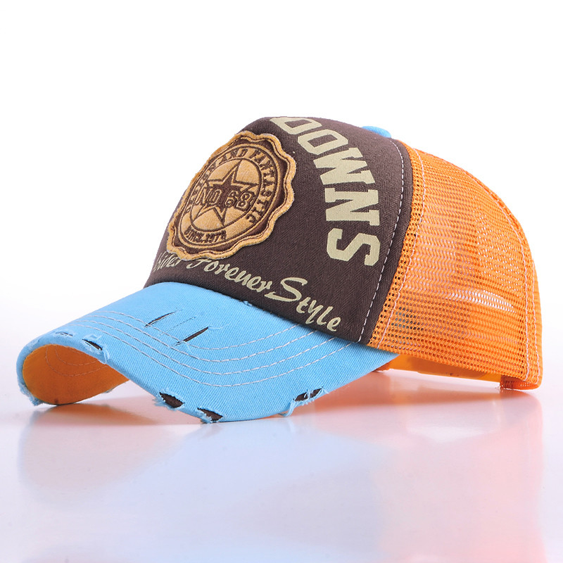 Vintage Adjustable 5 Panel Trucker Hat Pria Wanita Musim Panas Cuci Trucker Cap
