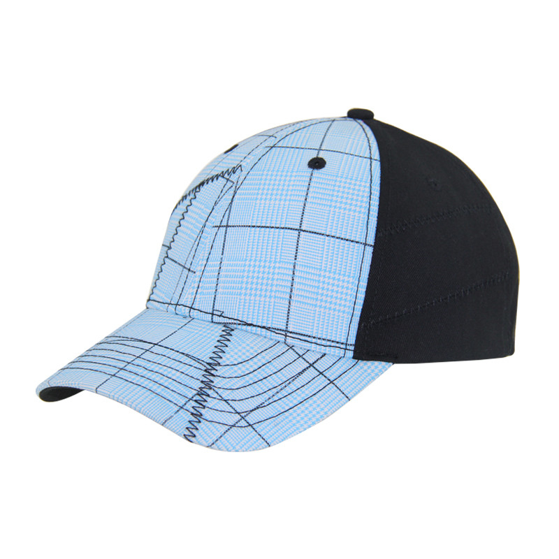 Fashion 6 Panel Check Cotton Embroidery Baseball Cap, Low Profile Adjustable Pria Dan Wanita Cap